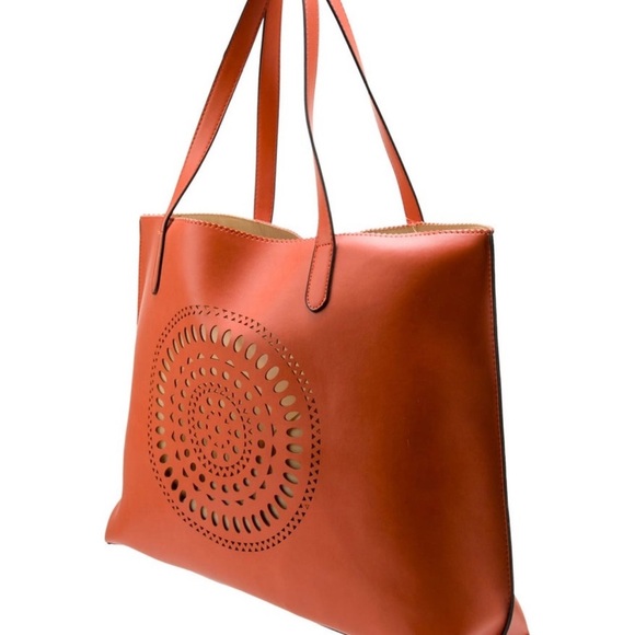 Neiman Marcus Orange Leather Tote Bag - Picture 3 of 12